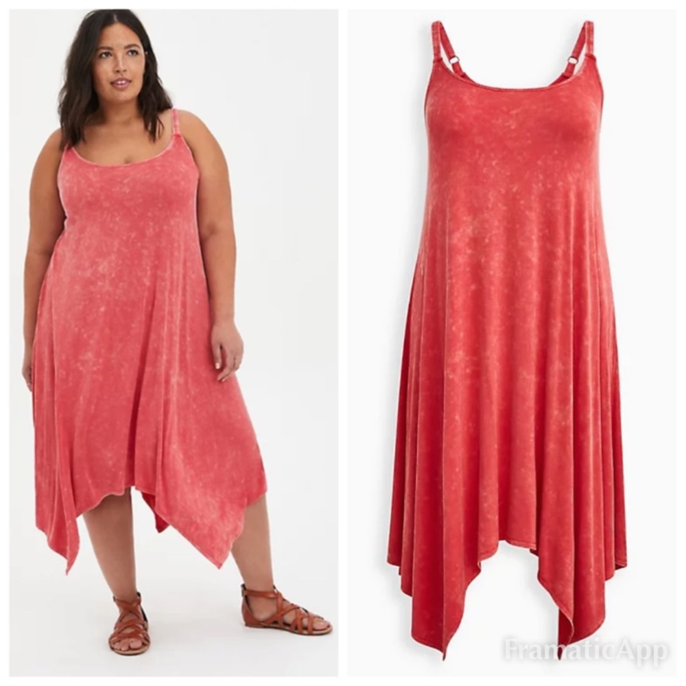NWT TORRID Pink Wash Jersey Hanky Hem Dress